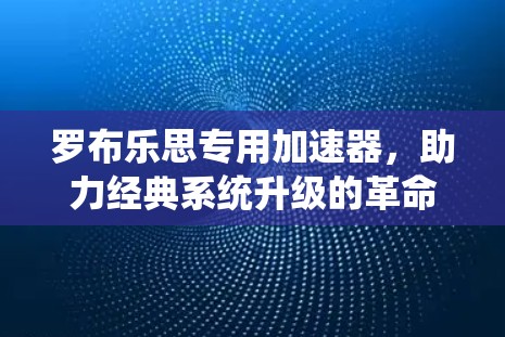 罗布乐思专用加速器,助力经典系统升级的革命性解决方案 罗布乐思专用加速器,助力经典系统升级的革命性解决方案