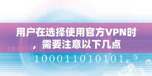 用户在选择使用官方VPN时,需要注意以下几点 用户在选择使用官方VPN时,需要注意以下几点